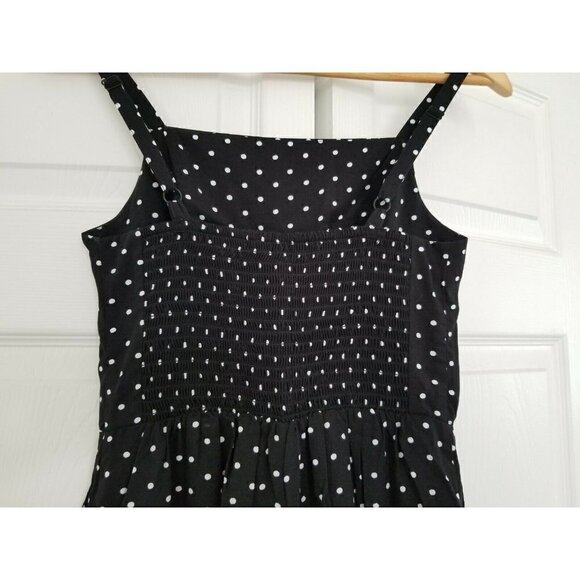 Old Navy Crop Leg Jumpsuit Polka Dot Black White Adjustable Strap Smocked XS - Picture 4 of 11